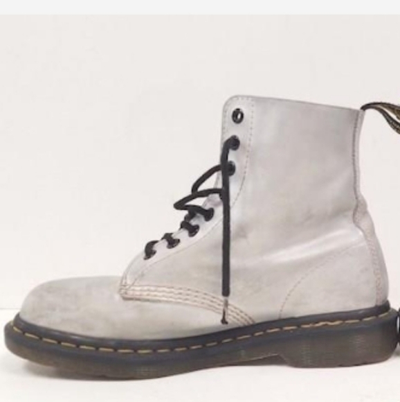 Dr Martens Silver Holographic Pascal Lace Up Combat Boots Shoes - 8 US 39 EU - Picture 5 of 8